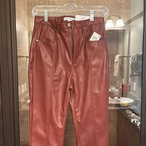 90s flare high rise faux leather pants